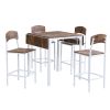 Farmhouse 5-piece Counter Height Drop Leaf Dining Table Set with Dining Chairs for 4pcs - Rustic Brown - Metal