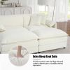Oversized Deep Seat Sectional Sofa, Green Modern Chenille Cloud Couch, Large 3 Seater Modular Sofa with 3 Pillows,White - as Pic