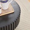 43.70 Inch Modern Handcraft Drum Coffee Table Oval Coffee Table for Living Room - Black - MDF