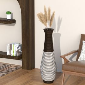 39-Inch Tall Standing Designer Floor Vase - Durable Artificial Rattan - Elegant Two-Tone Dark Brown Finish