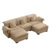 Extra Large and Deep Seat 3 - Seat U Shaped Sectional Sofa Couch With Storage Seats and Storage Ottomans, Modern Velvet 3 Seater Sofa