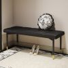 47*16 Inch Multifunctional Black Shoe Bench - Faux PU Cushion, Sturdy Metal Legs With Gold Accents