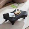 42.52 Inch Modern Wooden Handcraft Drum Coffee Table Irregular Shaped Coffee Table - Black - Solid Wood+MDF