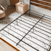 Iron Platform Bed Frame with Rustic Wood Headboard & Footboard (Queen Size) - Brown - as Pic
