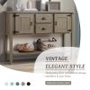 48'' Solid Wood Sideboard Console Table with 2 Drawers and Cabinets and Bottom Shelf, Retro Style Storage Dining Buffet Server Cabinet(Rustic)
