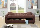 Contemporary Living Room Adjustable Sofa Chocolate Color Microfiber Plush Storage Couch 1pc Futon Sofa w Pillows - as Pic