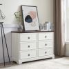 Modern Farmhouse 6-Drawer Chest of Drawers for Bedroom, Wooden Bedroom Drawer Dresser with 6 Storage Drawers,6 Drawer Dresser Chests- White
