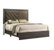 Contemporary 1pc Queen Size Bed Bedroom Furniture Upholstered Headboard Rubberwood 1pc Bedframe Gray Finish - as Pic