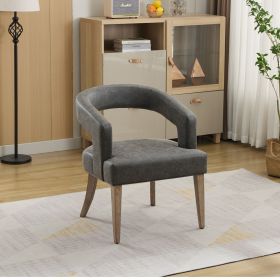 25.79" Wide Modern Barrel Open Back Accent Chair with Wooden Legs for Dining Room, Club, Kitchen and Living Room.Gray PU - as Pic