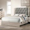 Contemporary 1pc Cream Finish California King Size Bed Bedroom Furniture Gray Tufted Design Headboard Rubberwood 1pc Bedframe - as Pic