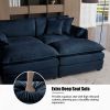 Deep Seat Sectional Sofa Cloud Couch with Ottoman, Modern Chenille Comfy Love Seat Upholstered Modular L Shaped Couch,Blue - as Pic
