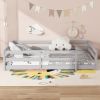Full Size Floor Bed, Montessori Floor Bed with Fence, Kids Montessori Bed Full Size, Wood Montessori Floor Bed for Kids, Girls, Boys (GRAY) - as Pic