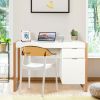 1PC Modern Computer Desk Writing Workstation with Cabinet and Drawer - White