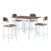 Farmhouse 5-piece Counter Height Drop Leaf Dining Table Set with Dining Chairs for 4pcs - Rustic Brown - Metal