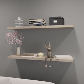 Greer Floating Shelf in Melamine x2,Taupe - as Pic