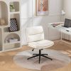 Bizerte Adjustable Swivel Criss-Cross Chair, Wide Seat/ Office Chair /Vanity Chair, White - as Pic