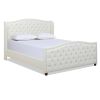 Marcella Upholstered Shelter Headboard Bed Set, King, Antique White Polyester - as Pic