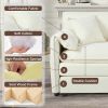 Deep Seat Sectional Cloud Sofa with 2 Ottomans & Soft Pillows, Loveseat Modular Couch for Living Room, Apartment,DIY Combination,White - as Pic
