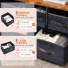 5 Drawers Storage Dresser with Fabric Bin for Living Room Bedroom - Black + Brown