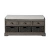 Homes Collection Wood Storage Bench with 3 Drawers and 3 Baskets - Gray - MDF