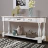 63inch Long Wood Console Table with 3 Drawers and 1 Bottom Shelf for Entryway Hallway Easy Assembly Extra-thick Sofa Table (Antique White) - as Pic