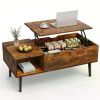 Lift Top Coffee Tables For Living Room 39.37"x19.7" Desk Tea Wood Dining Tables Adjustable Storage Shelf Easy Lift Or Lower - Chocolate