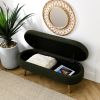 Ottoman Oval Storage Bench,Rubber Wood Legs, Green(43.5"x16"x16") - as Pic