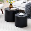 Round Coffee Table Set of 2, Nesting Coffee Tables for MDF with veneer .for living room,office,bedroom,Natural, 4Colors BLACK - Black - MDF