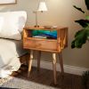 Nightstands with Charging Station, 2-Tier Storage & 20 Colors Remote LED Lights. - Vintage