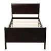 Wood Platform Bed Twin Bed Frame Mattress Foundation Sleigh Bed with Headboard/Footboard/Wood Slat Support - as pic