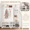 Hall Tree with Shoe Bench, Coat Rack ,Shoe Storage ,Storage Shelves and Pegboard, for Hallways, Halls and Bedrooms, White - as Pic