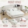 COOLMORE Chenille 2-seater lazy sofa With 5 back pillows,Comfy Sofa- Deep Seat Couch for Living Room,Club (White) - as Pic