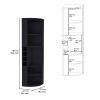 71" Corner Bar Cabinet with Five Shelves, Eight Bottle Cubbies and Stemware,Black - as Pic