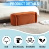 COOLMORE Storage Ottoman,Bedroom End Bench,Upholstered Fabric Storage Ottoman with Safety Hinge (Orange) - as Pic