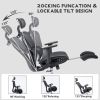 Full mesh office chair, ergonomic office chair, office mesh chair, adjustable headrest, armrests, foot pedals, with hanger- Gray