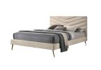 Mid-century Modern Beige Flannelette Chevron Tufted Design 1pc Twin Size Bed Padded Headboard Bedroom Furniture - as Pic
