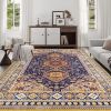 Area Rug 8x10 Vintage Bohemia Large Persian Non-slip Washable Rug For Living Room Kitchen Bedroom Living Room Abstract Geometrical Blue/Yellow-as Pic