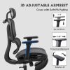Full mesh office chair, ergonomic office chair, office mesh chair, adjustable headrest, armrests, foot pedals, with hanger- Black