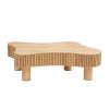 42.52 Inch Modern Wooden Handcraft Drum Coffee Table Irregular Shaped Coffee Table Natural - Solid Wood+MDF