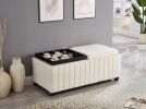 45 inch Wide Contemporary Square CubeStorage Ottoman Bench, Storage Bench with coffee tray,coffee table for Living Room