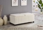 45 inch Wide Contemporary Square CubeStorage Ottoman Bench, Storage Bench with coffee tray,coffee table for Living Room