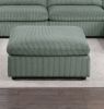 Sage Color 7pc Modular Sectional Set Corduroy Upholstery Couch 2x Corner wedge, 2x Armless Chairs 3x Ottomans Living Room Furniture - as Pic