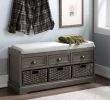 Homes Collection Wood Storage Bench with 3 Drawers and 3 Baskets - Gray - MDF