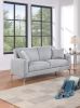 Elegant 2pc Sofa Set Light Gray Burlap Like Fabric Sofa Loveseat w Pillows Cozy Design Plush Couch Living Room - as Pic