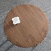 Modern Handcraft Drum Coffee Table 31.5 inch Round Coffee Table for Living Room,Small Coffee Table with Sturdy Pedestal - Walnut - MDF+Metal