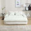 COOLMORE Chenille 2-seater lazy sofa With 5 back pillows,Comfy Sofa- Deep Seat Couch for Living Room,Club (White) - as Pic