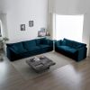 Sofa Set of 2 Chenille Couch, 2+3 Seater Sofa Set Deep Seat Sofa, Modern Sofa Set for Living Room, Blue Chenille - as Pic