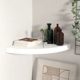 Floating Corner Shelf High Gloss White 13.8"x13.8"x1.5" MDF - White