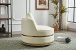 Swivel Chair, 360 Swivel Accent Chair, Faux Leather Barrel Chair Club Chair, Padded Single Chair for Living Room/Bedroom/Study/Waiting Room - as Pic