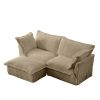 Slipcovered Sectional 2 Seater Sofa Couch with Convertible Ottoman, Wide and Deep Seat L Shaped Sofa,Camel Corduroy Fabric - as Pic